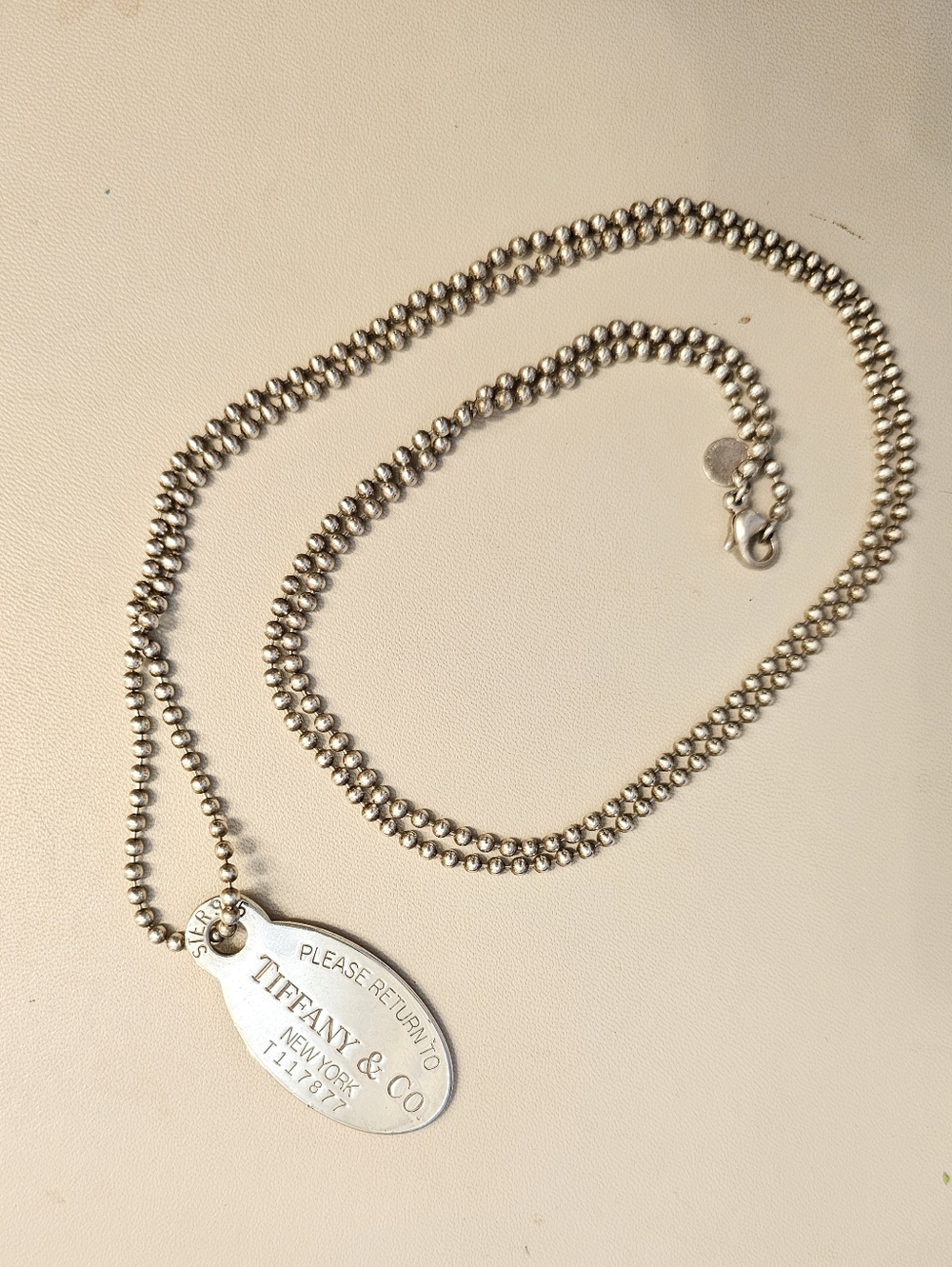 TIFFANY & CO. Sterling Silver Oval Tag Necklace